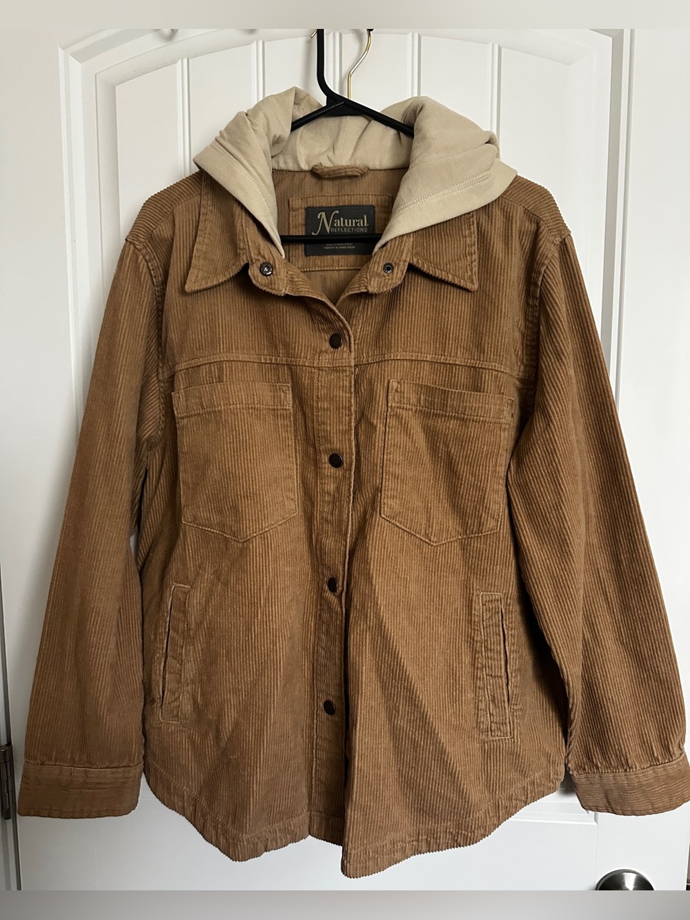 Women’s Tan Corduroy Jacket with Hood